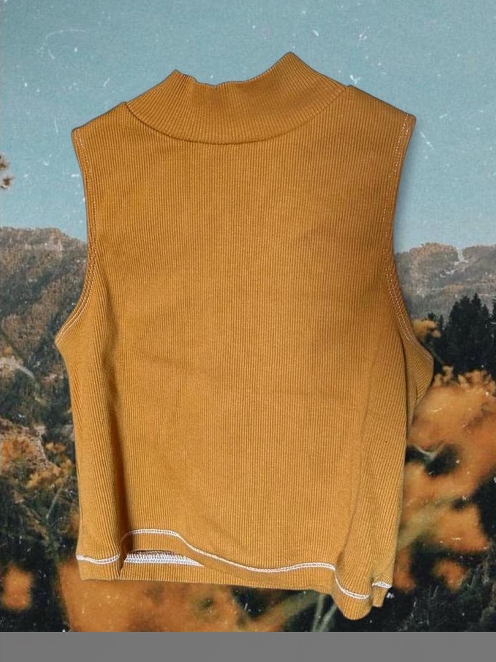 Everlane Ribbed Mock Neck Tank - Mustard Yellow size XS